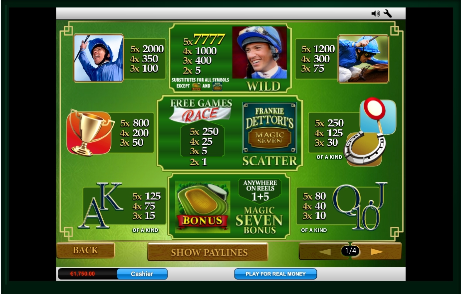 frankie dettori’s magic seven slot slot machine detail image 3