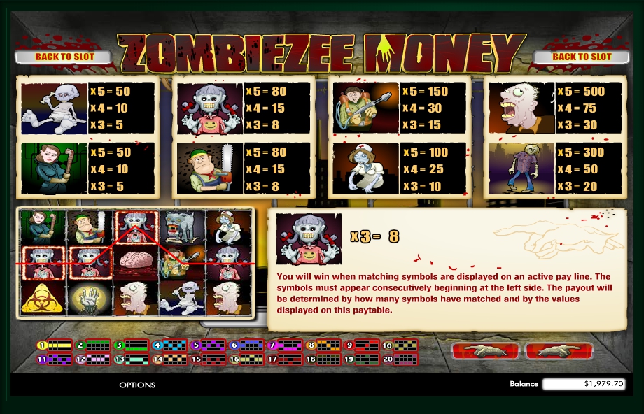 zombiezee money slot machine detail image 3