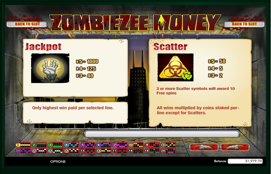 zombiezee money slot machine detail image 2