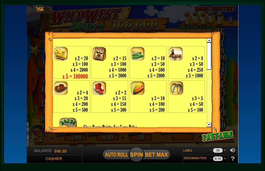 wild west bounty slot machine detail image 2