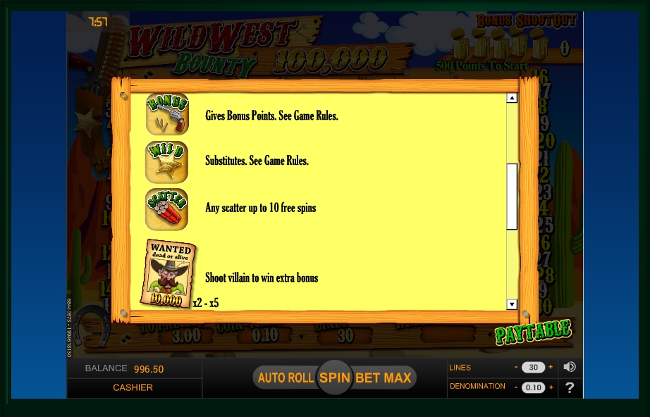 wild west bounty slot machine detail image 1