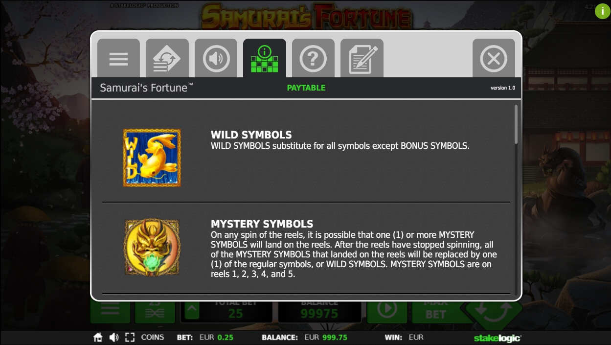 samurais fortune slot machine detail image 4