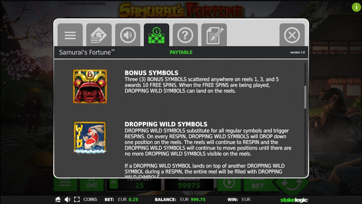 samurais fortune slot machine detail image 3