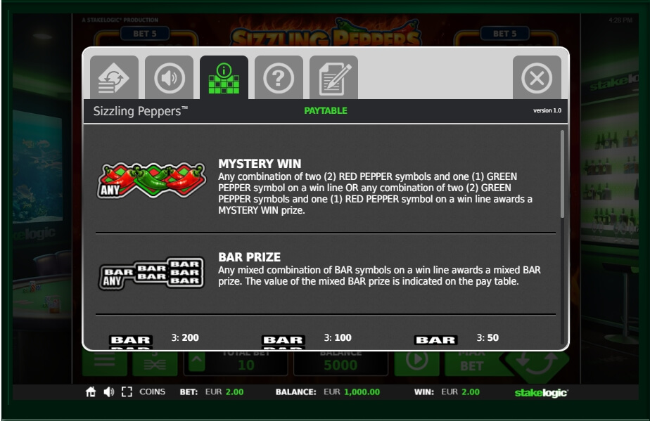 sizzling peppers slot machine detail image 2