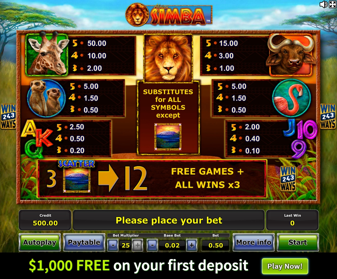 simba free casino slot games for fun