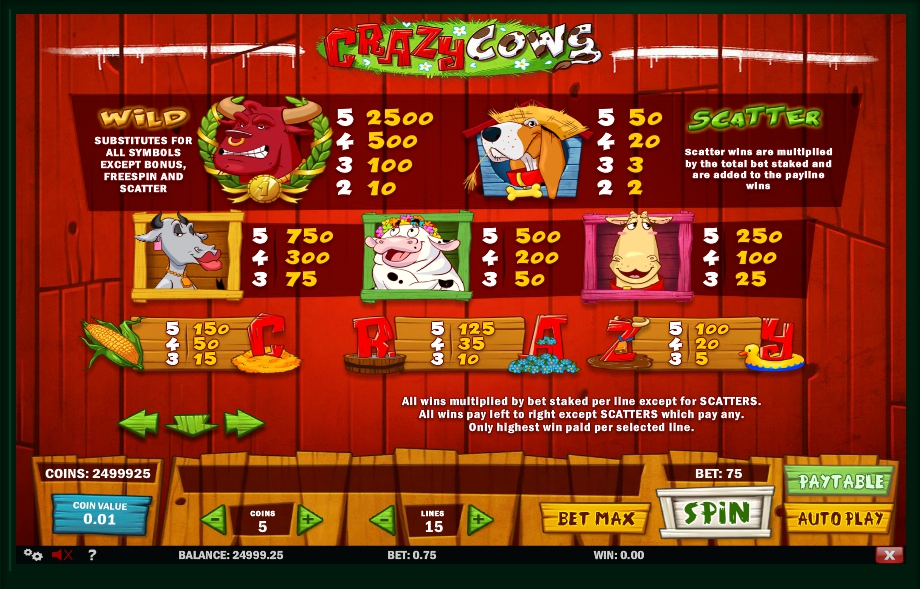 crazy cows slot machine detail image 2