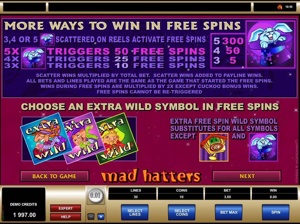 mad hatters slot machine detail image 1
