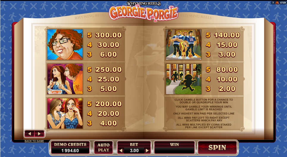 rhyming reels georgie porgie slot machine detail image 1