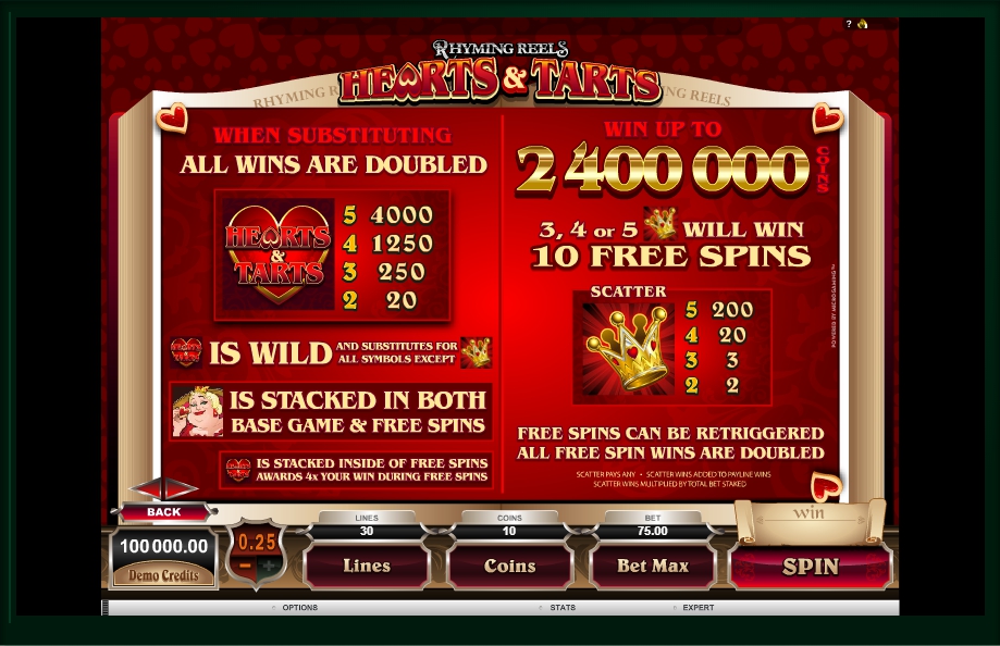 rhyming reels hearts  tarts slot machine detail image 0