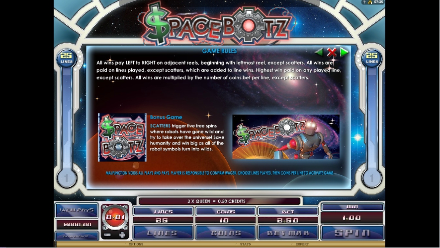space botz slot machine detail image 3