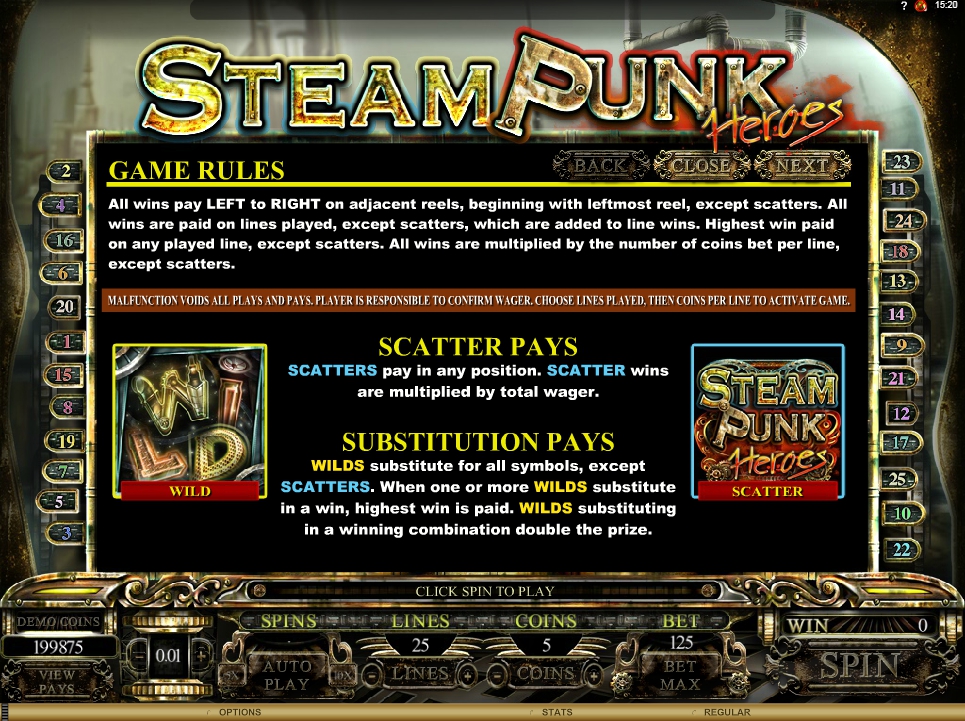 steam punk heroes slot machine detail image 4