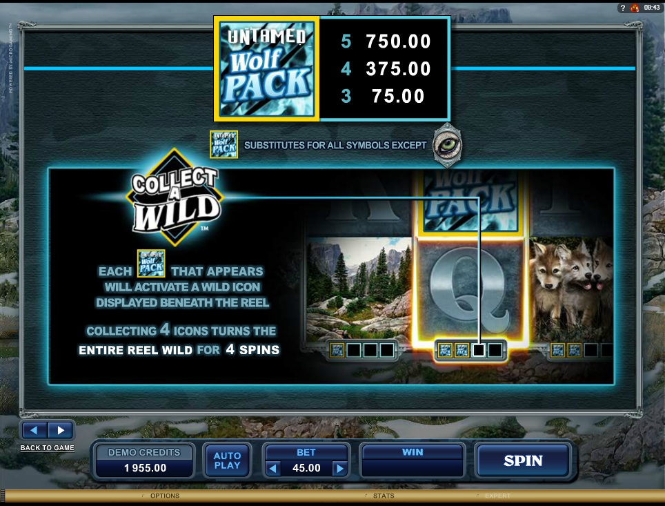 untamed wolf pack slot machine detail image 4