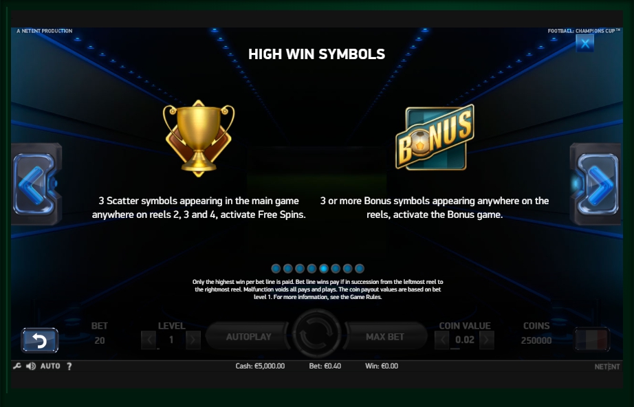 football: champions cup slot machine detail image 3