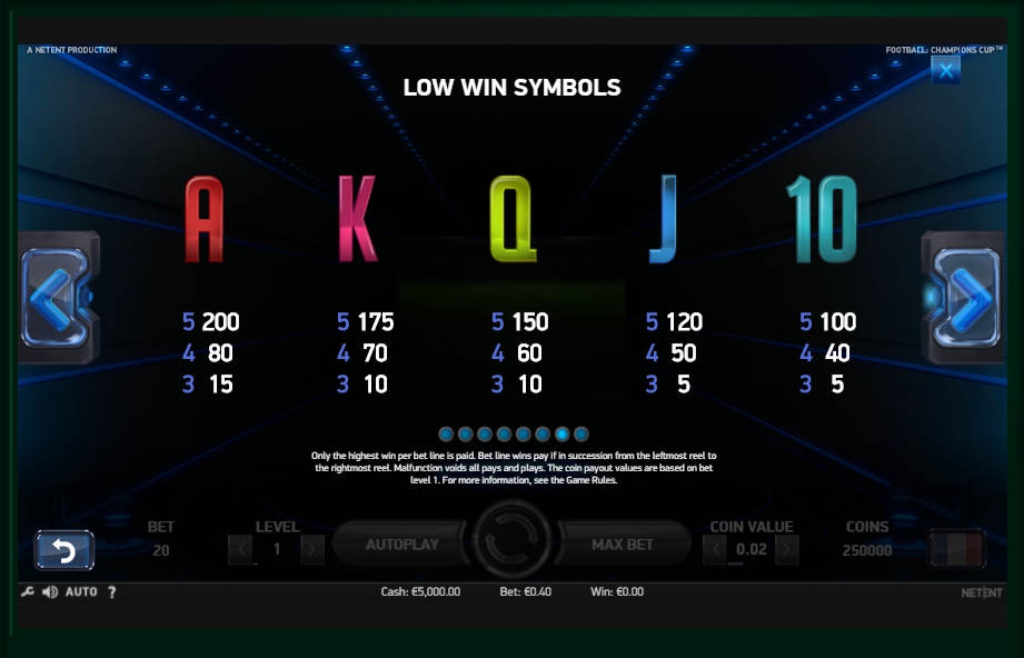football: champions cup slot machine detail image 1