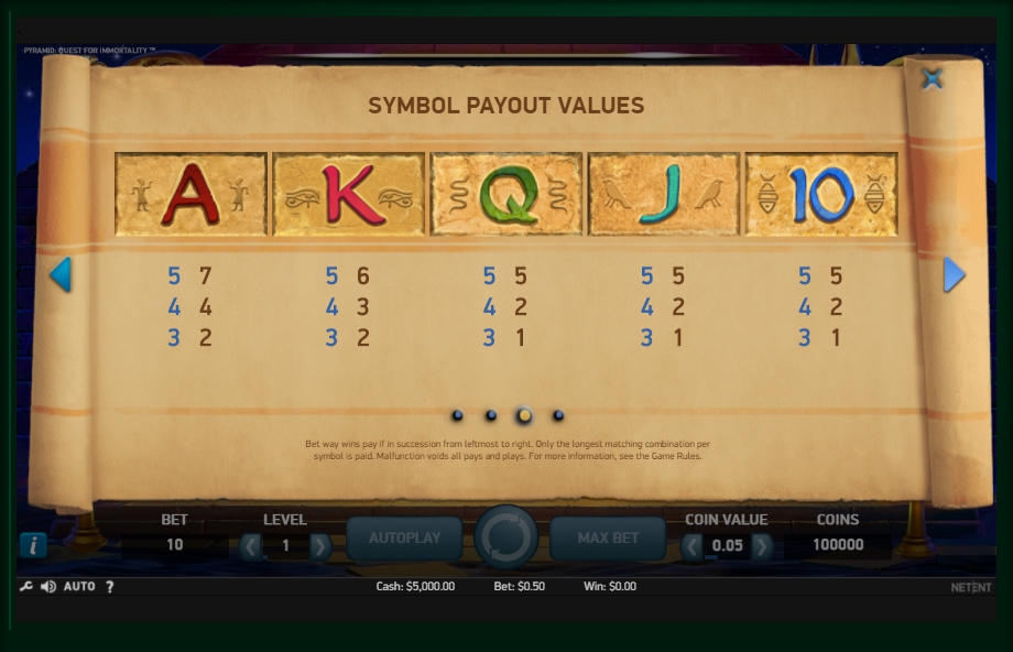 pyramid: quest for immortality slot machine detail image 1