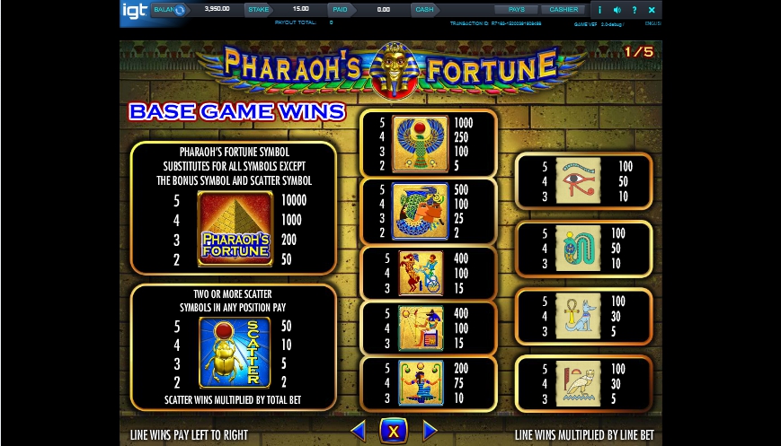 pharaohs fortune slot machine for sale