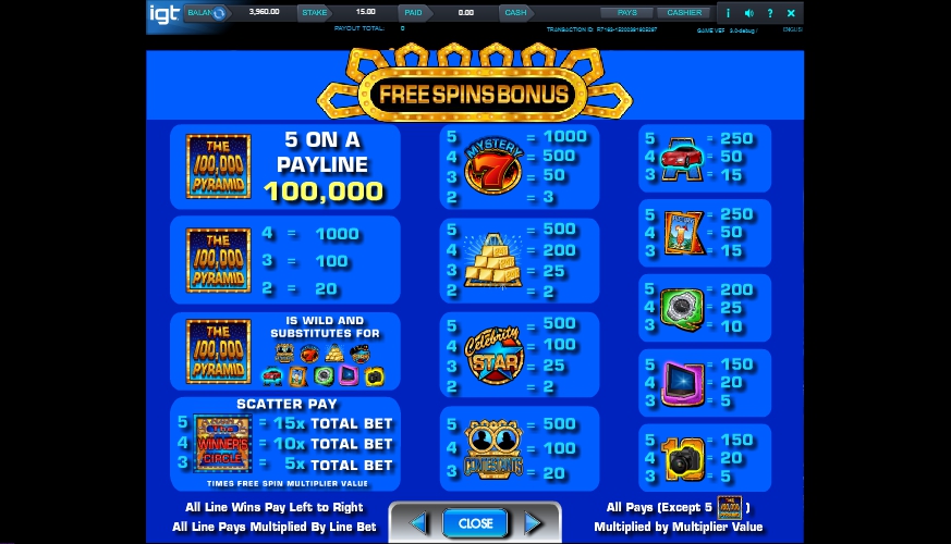 the 100,000 pyramid slot machine detail image 2