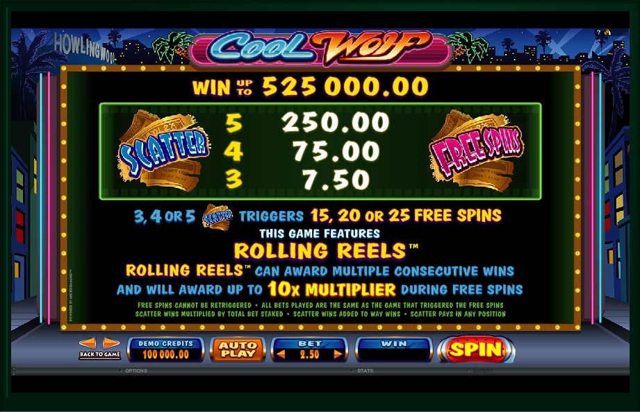 cool wolf slot machine detail image 2