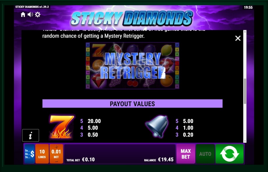 sticky diamonds slot machine detail image 2