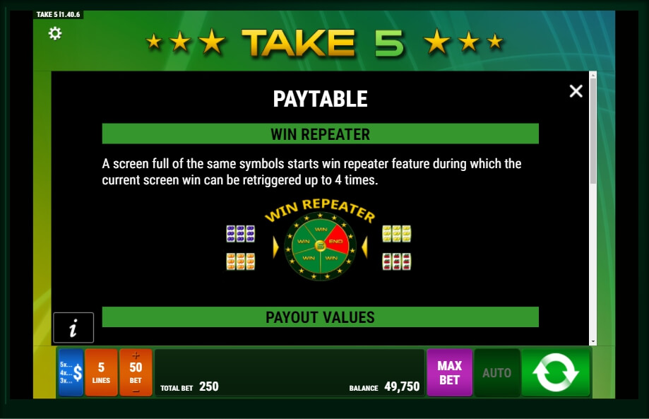 take 5 slot machine detail image 2