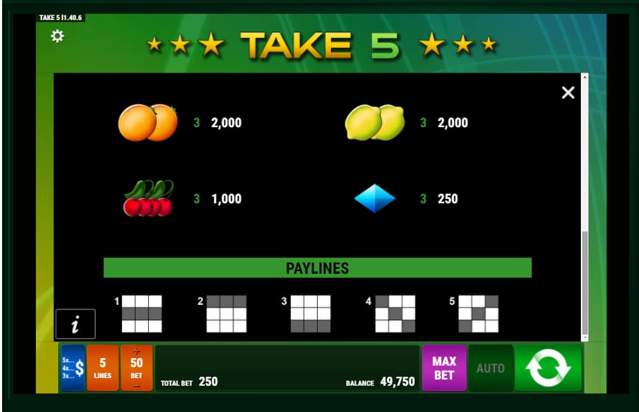 take 5 slot machine detail image 0
