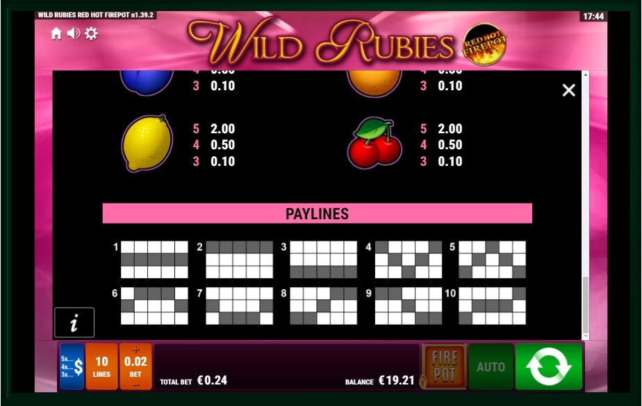 wild rubies red hot firepot slot machine detail image 0