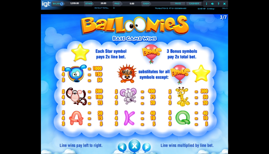 balloonies slot machine detail image 4