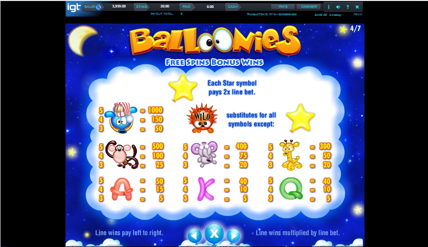 balloonies slot machine detail image 3